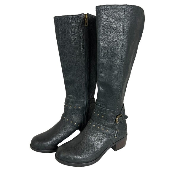 Ugg Australia Women Black Leather Riding Style Fashion Boots Size 5 F29013G - Picture 3 of 12
